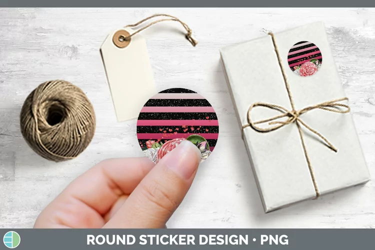 Valentine Floral Stickers | Round Labels Designs