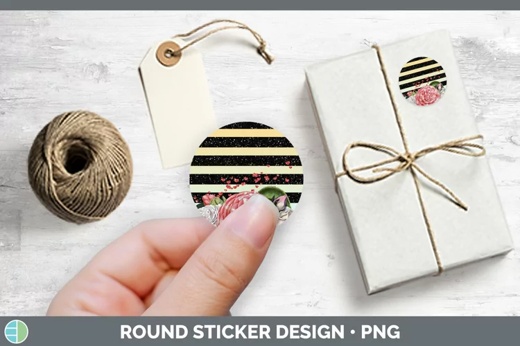 Valentine Floral Stickers | Round Labels Designs
