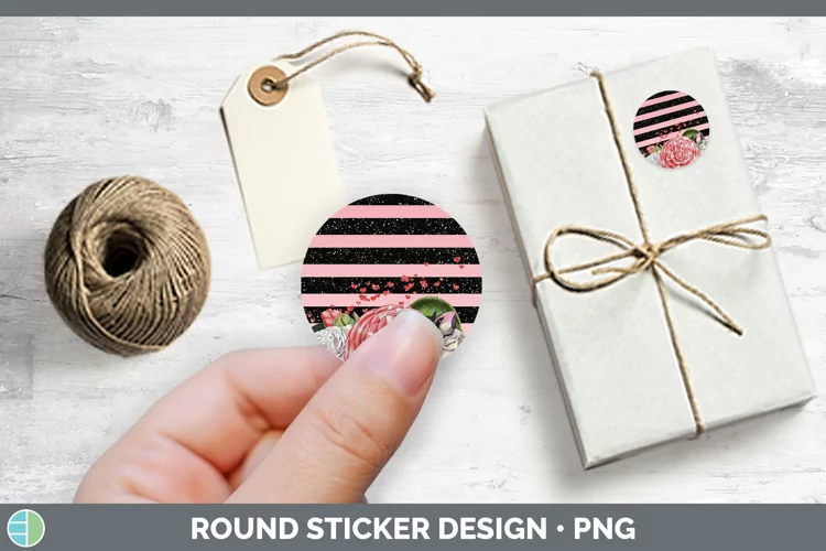 Valentine Floral Stickers | Round Labels Designs