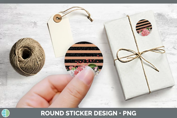 Valentine Floral Stickers | Round Labels Designs