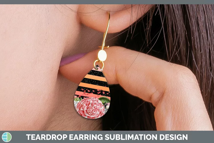 Valentine Floral Teardrop Earrings Sublimation Earrings Desi
