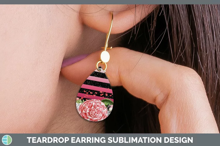 Valentine Floral Teardrop Earrings Sublimation Earrings Desi
