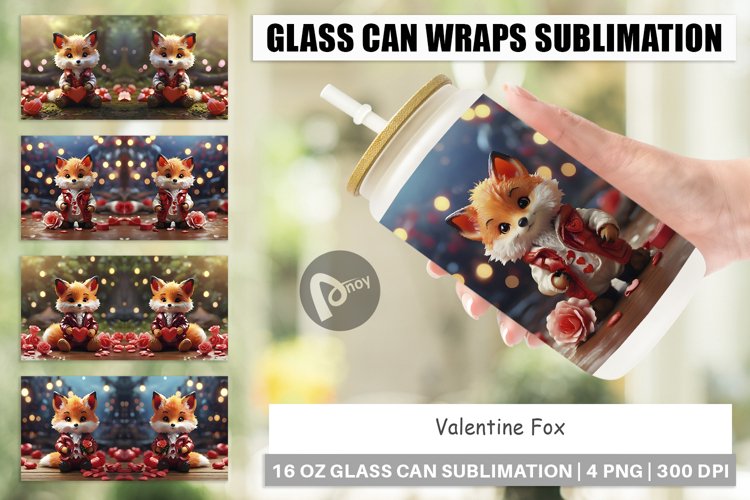 Glass Can Wraps Valentine Fox