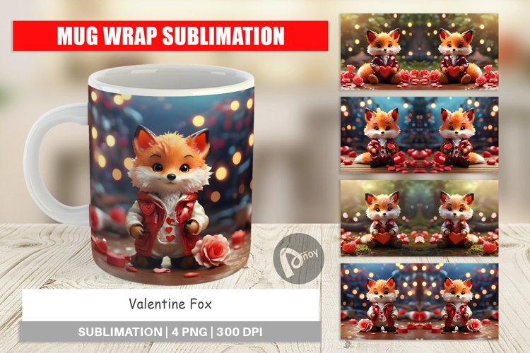Mug sublimation design Valentine Fox