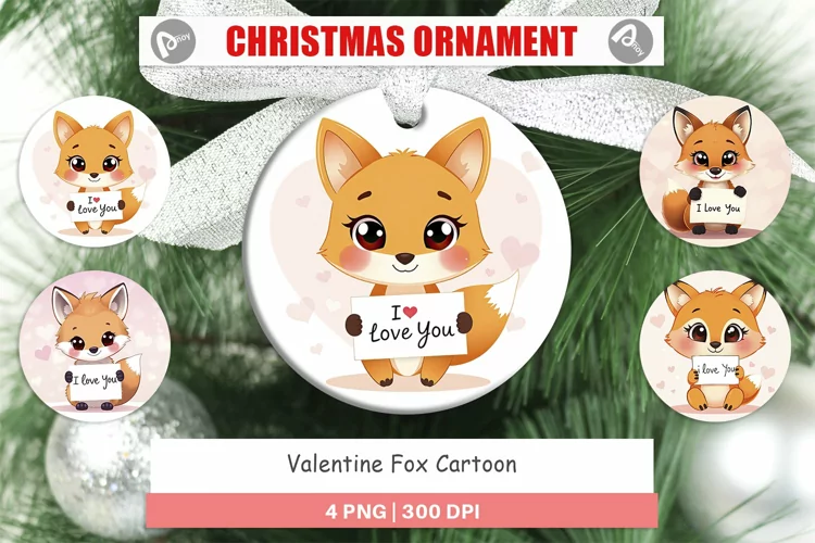 Christmas Ornaments Valentine Fox Cartoon