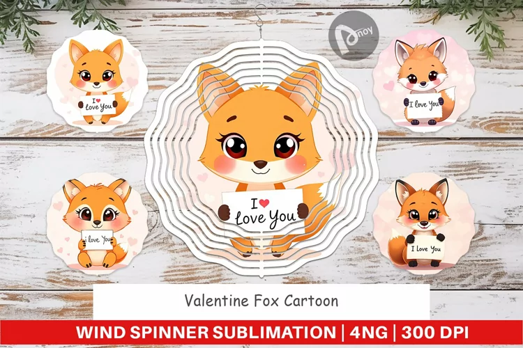 Wind Spinner Valentine Fox Cartoon
