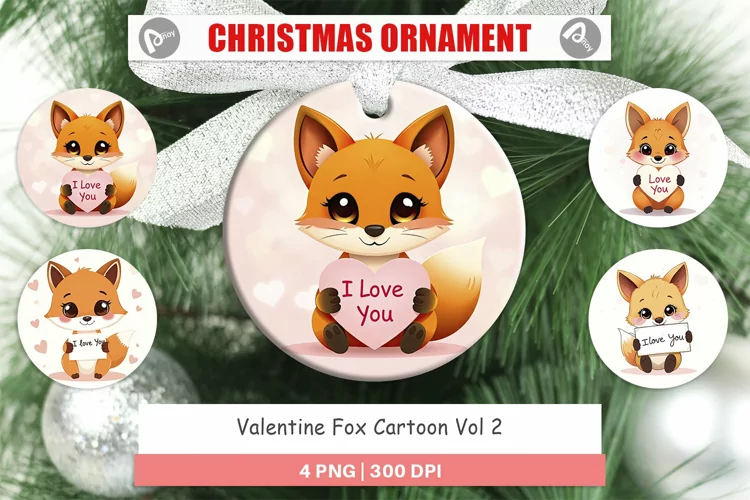 Christmas Ornaments Valentine Fox Cartoon