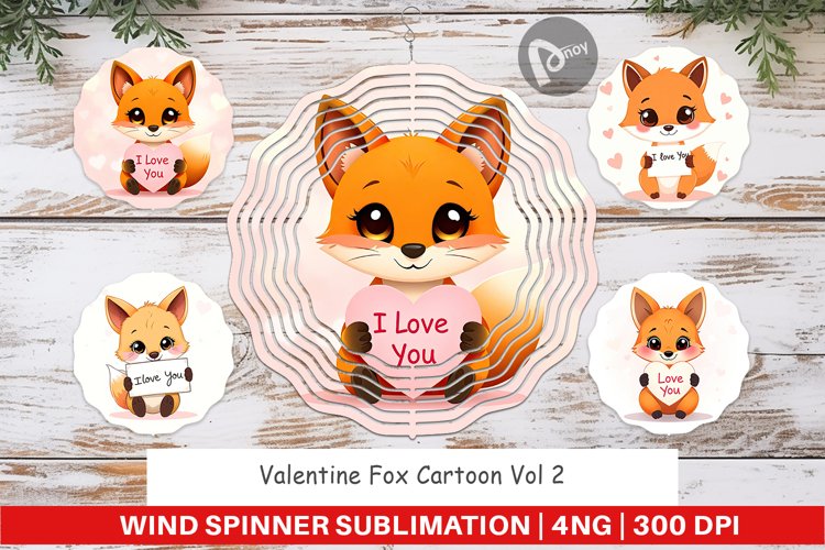 Wind Spinner Valentine Fox Cartoon example image 1