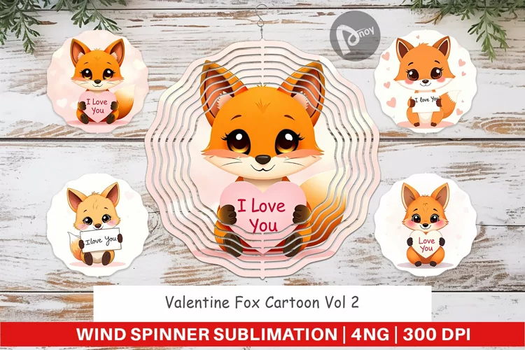 Wind Spinner Valentine Fox Cartoon
