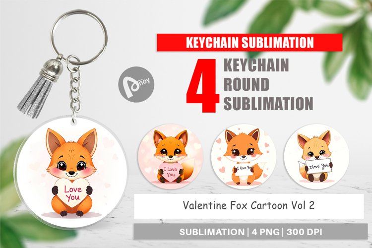 Keychain Valentine Fox Cartoon