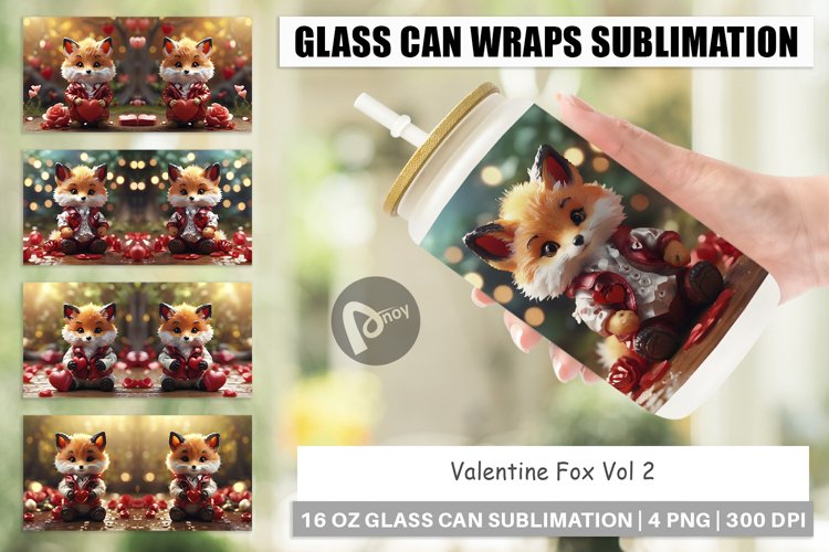 Glass Can Wraps Valentine Fox