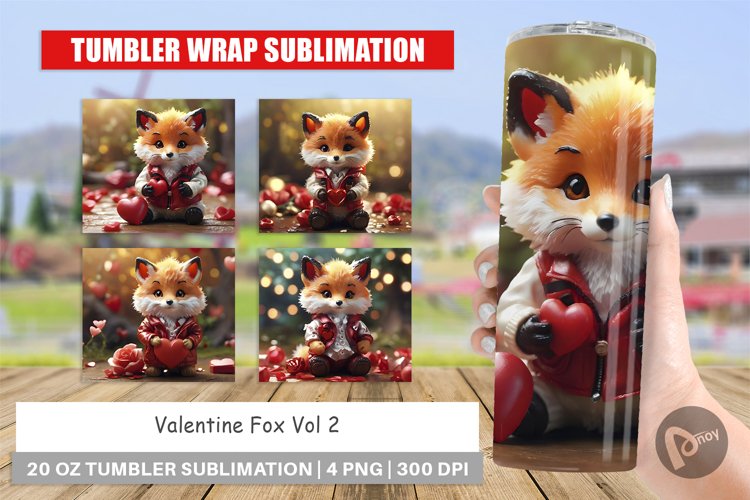 Tumbler Sublimation Wrap Valentine Fox