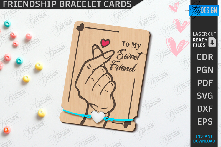 Wooden Bracelet Card Laser Cut |Bracelet Holder| Friendship