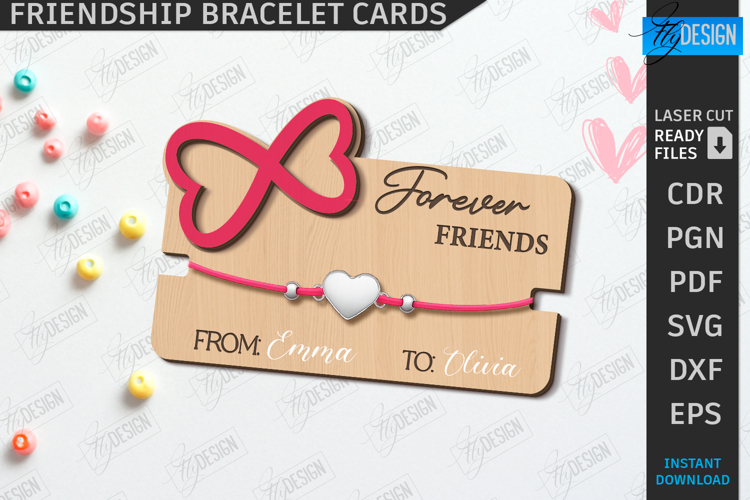 Wooden Bracelet Card Laser Cut|Bracelet Holder|Friendship