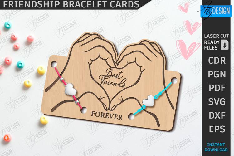 Wooden Bracelet Card Laser Cut|Bracelet Holder|Friendship