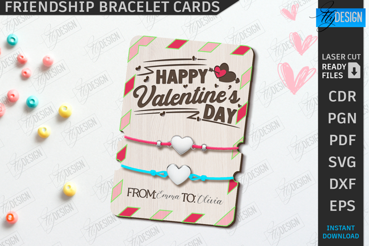 Wooden Bracelet Card Laser Cut|Bracelet Holder|Romantic Gift
