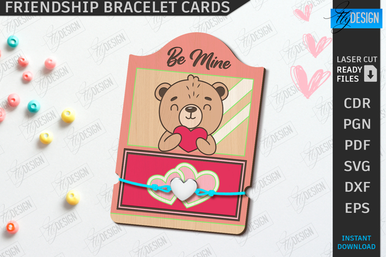 Wooden Bracelet Card Laser Cut|Bracelet Holder|Romantic Gift