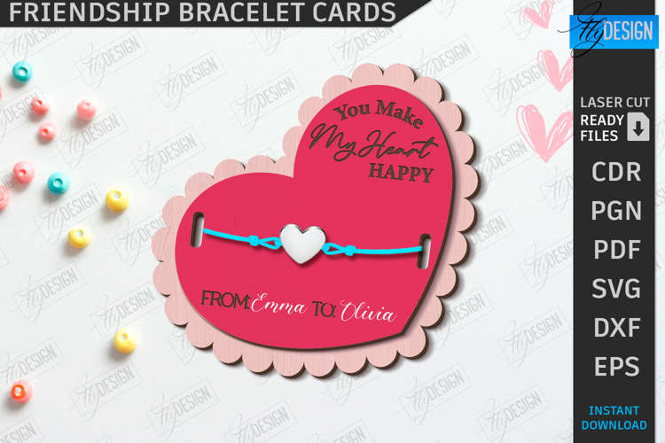 Wooden Bracelet Card Laser Cut|Bracelet Holder|Romantic Gift
