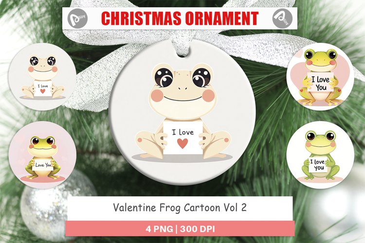 Christmas Ornaments Valentine Frog Cartoon