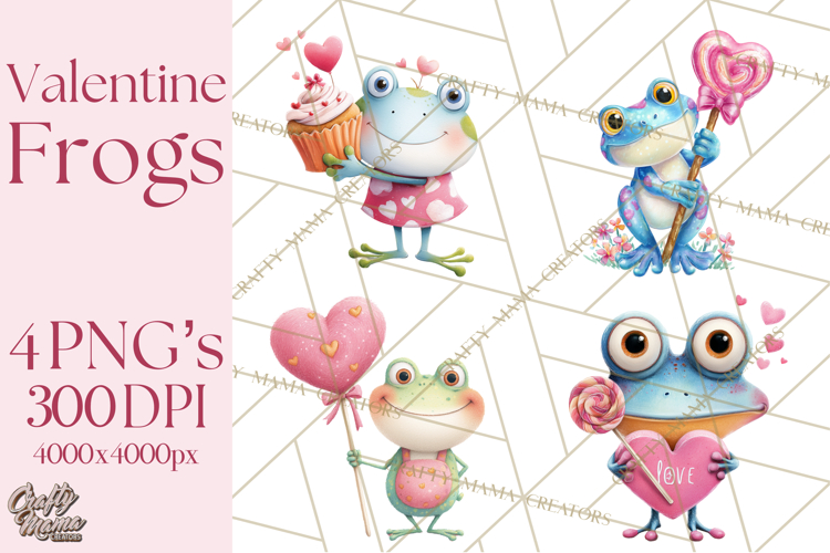 Valentine Frog Clipart PNG, Cute Valentine Frogs, Kids
