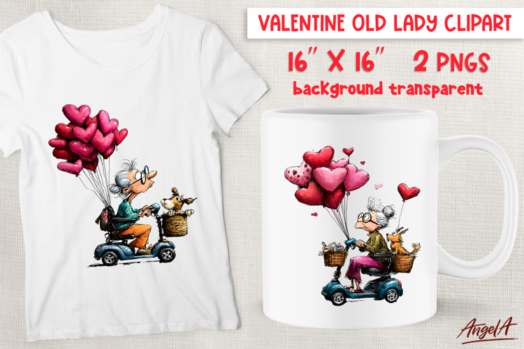 Single Valentine clipart Anti valentine Funny Old lady PNG