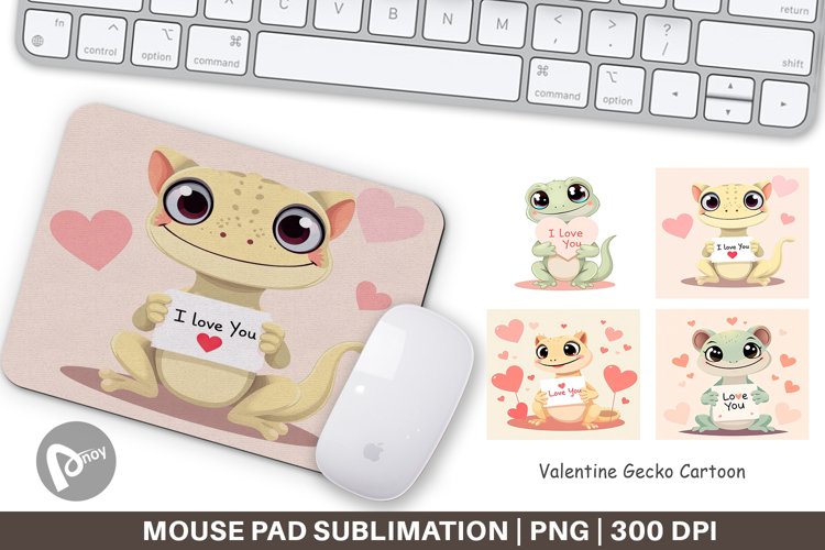 Mouse Pad Valentine Gecko Cartoon