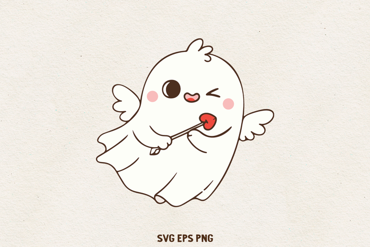 Cute Ghost Illustration | Kawaii Love Spirit Clipart SVG PNG