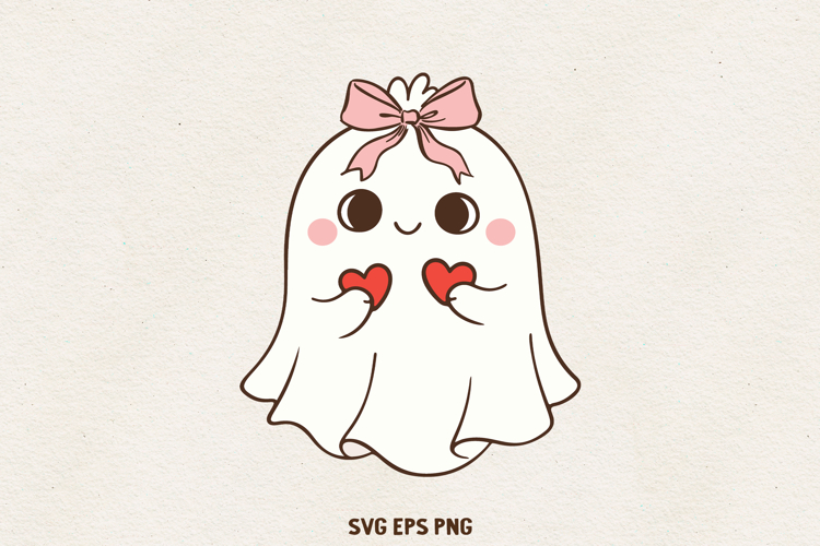 Cute Ghost Illustration | Kawaii Love Spirit Clipart SVG PNG