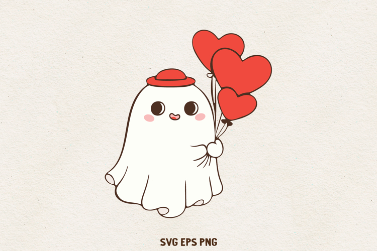 Cute Ghost Illustration | Kawaii Love Spirit Clipart SVG PNG