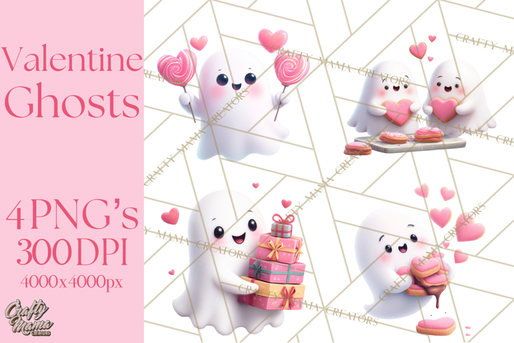 Adorable Valentine Ghosts Cute Ghost Bakery Clipart Heart