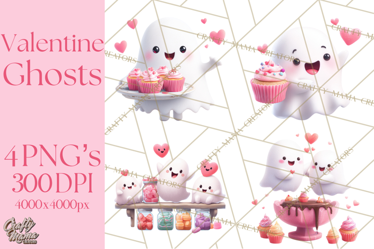Adorable Valentine Ghosts Cute Ghost Bakery Clipart Heart