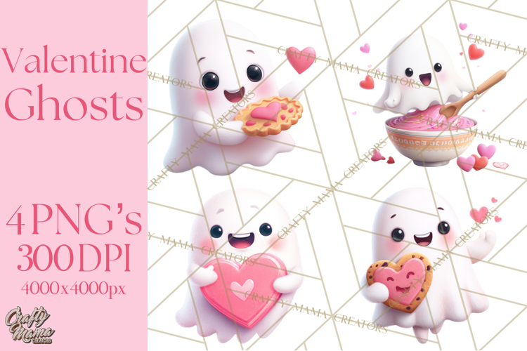 Adorable Valentine Ghosts Cute Ghost Bakery Clipart Heart