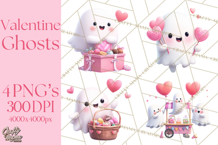 Adorable Valentine Ghosts Cute Ghost Bakery Clipart Heart