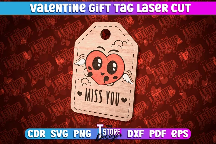 Valentine Gift Tag Laser Cut Design | Valentine Day Design