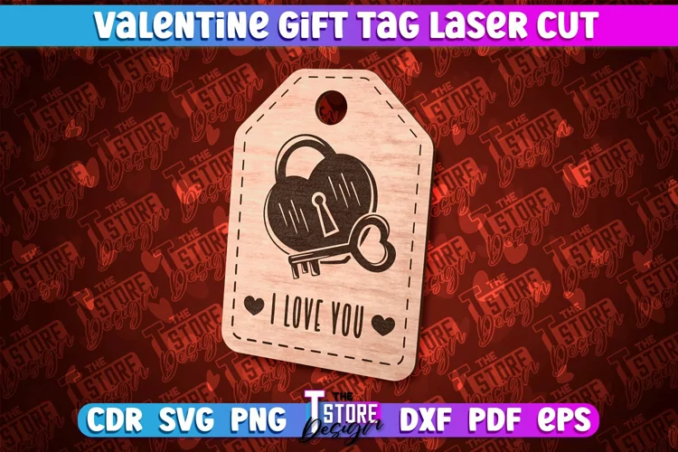 Valentine Gift Tag Laser Cut Design | Valentine Day Design