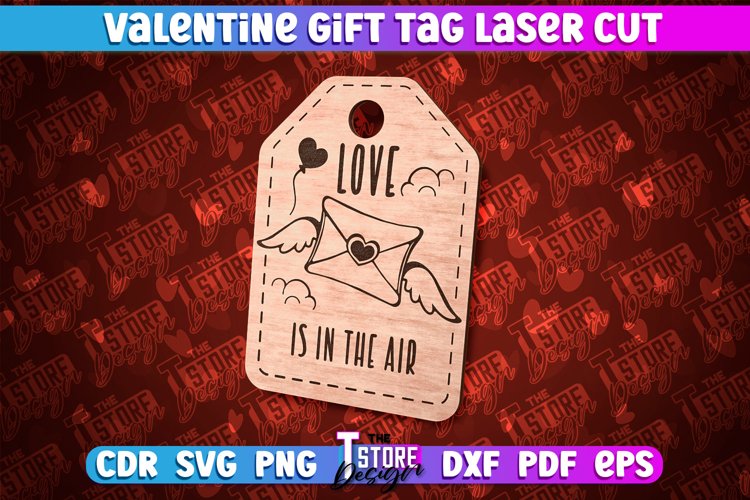 Valentine Gift Tag Laser Cut Design | Valentine Day Design example image 1