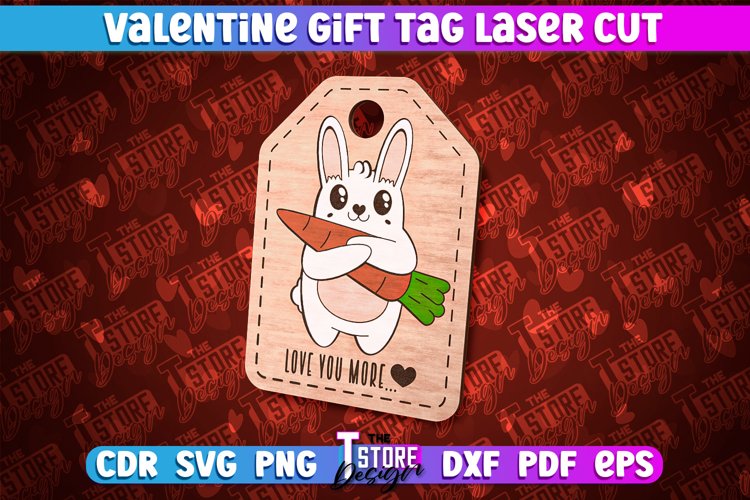 Valentine Gift Tag Laser Cut Design | Valentine Day Design example image 1