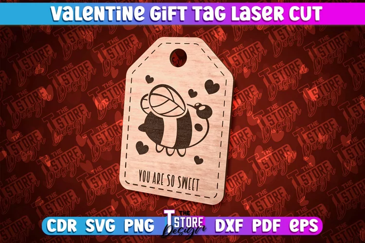 Valentine Gift Tag Laser Cut Design | Valentine Day Design