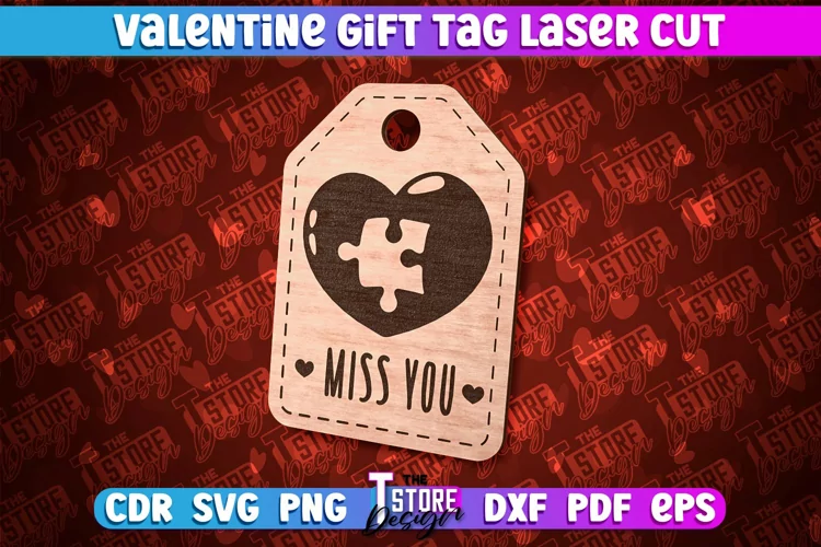 Valentine Gift Tag Laser Cut Design | Valentine Day Design