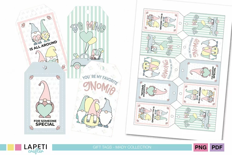 Valentines Gift Tags | Gnome Printable Tags for DIY Gifts