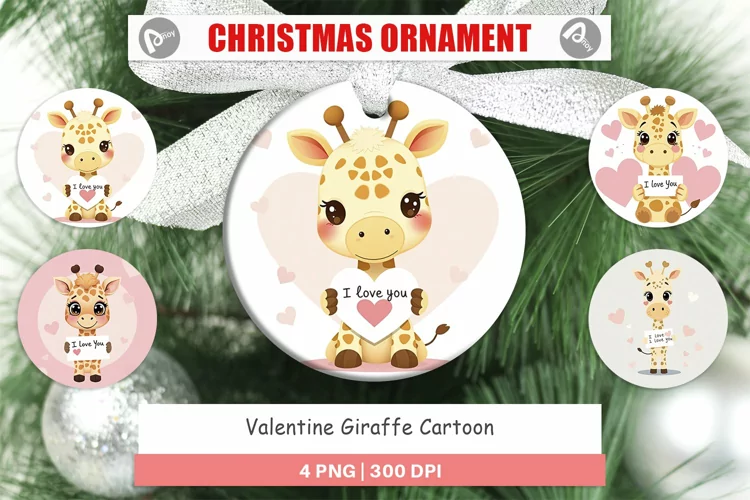 Christmas Ornaments Valentine Giraffe Cartoon