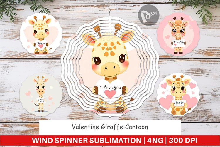Wind Spinner Valentine Giraffe Cartoon example image 1
