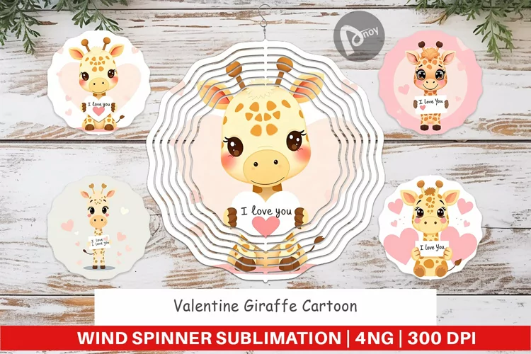 Wind Spinner Valentine Giraffe Cartoon