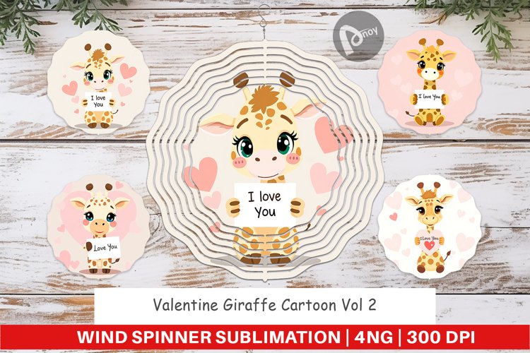 Wind Spinner Valentine Giraffe Cartoon example image 1