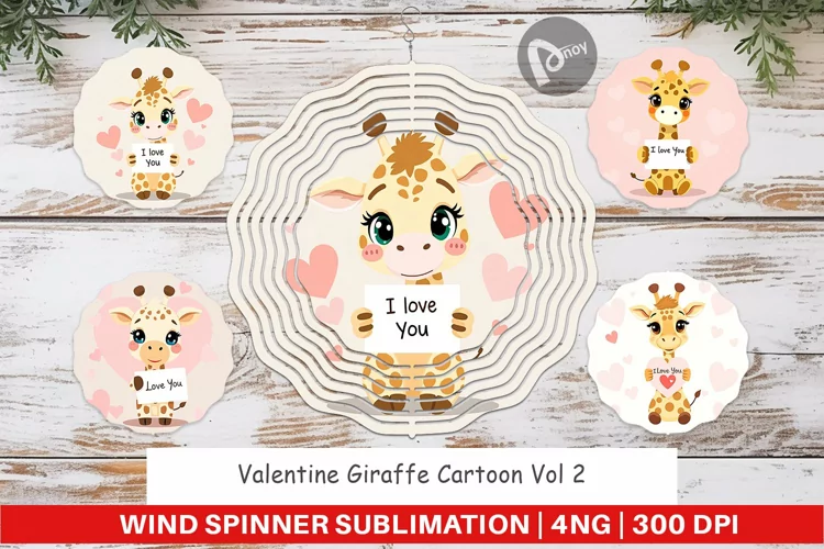 Wind Spinner Valentine Giraffe Cartoon