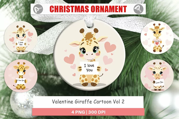 Christmas Ornaments Valentine Giraffe Cartoon