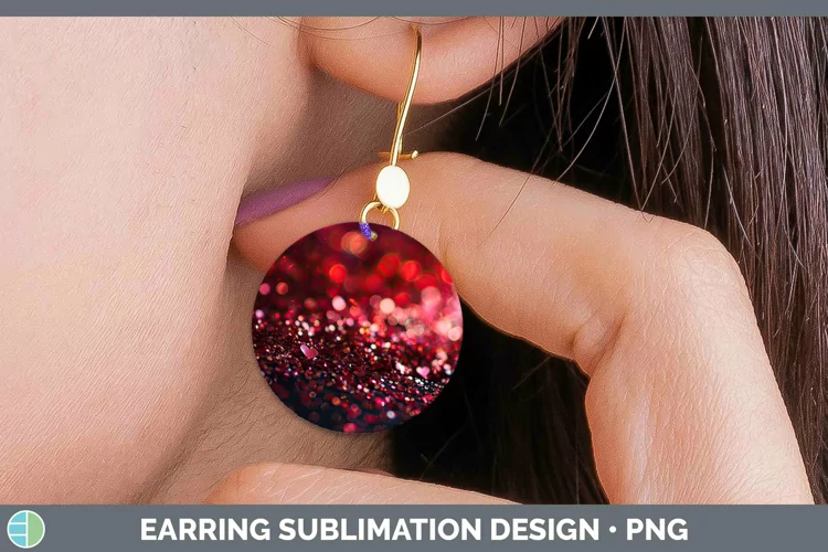Valentine Glitter Round Earrings Sublimation Earrings Design