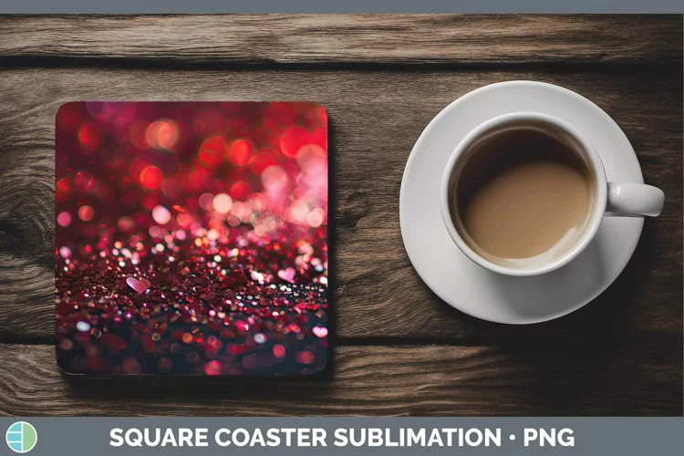 Valentine Glitter Square Coaster Sublimation Coaster Designs
