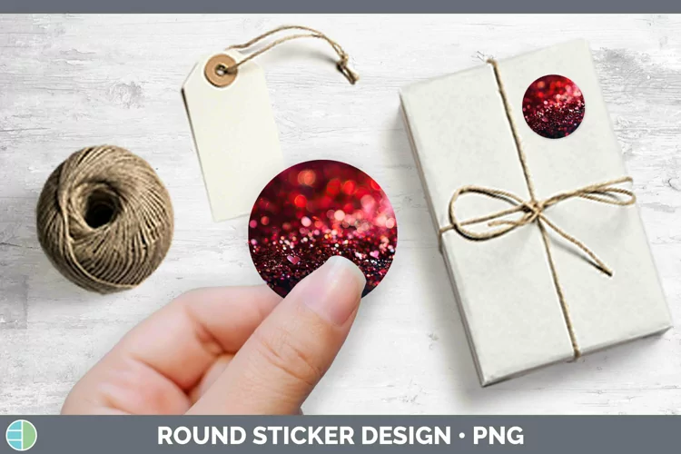 Valentine Glitter Stickers | Round Labels Designs