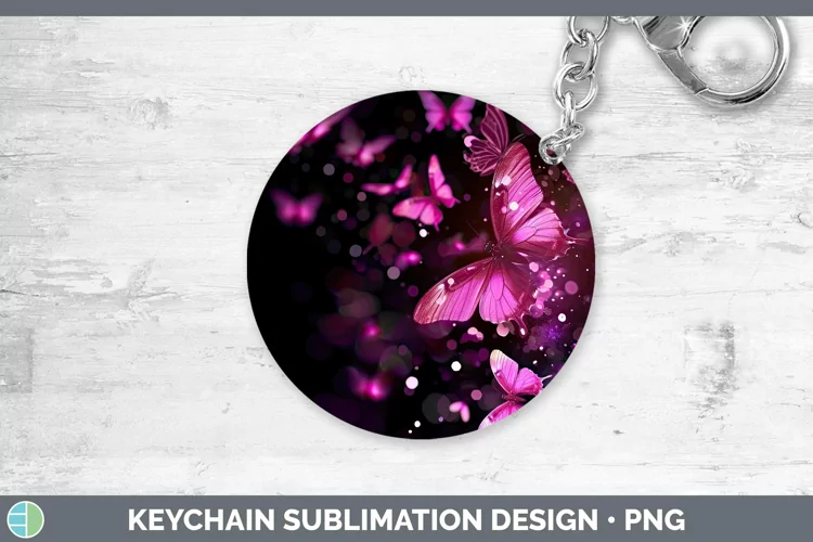 Valentine Glow Butterflies Keychain Sublimation Keyring Desi